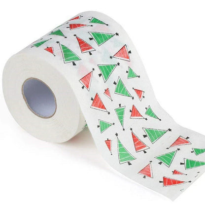 Christmas themed toilet roll with Santa Claus and holiday designs