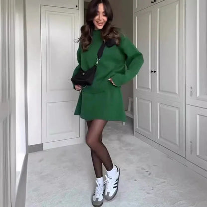 Sophisticated two-piece knit jumper and mini skirt set in a range of classic colours