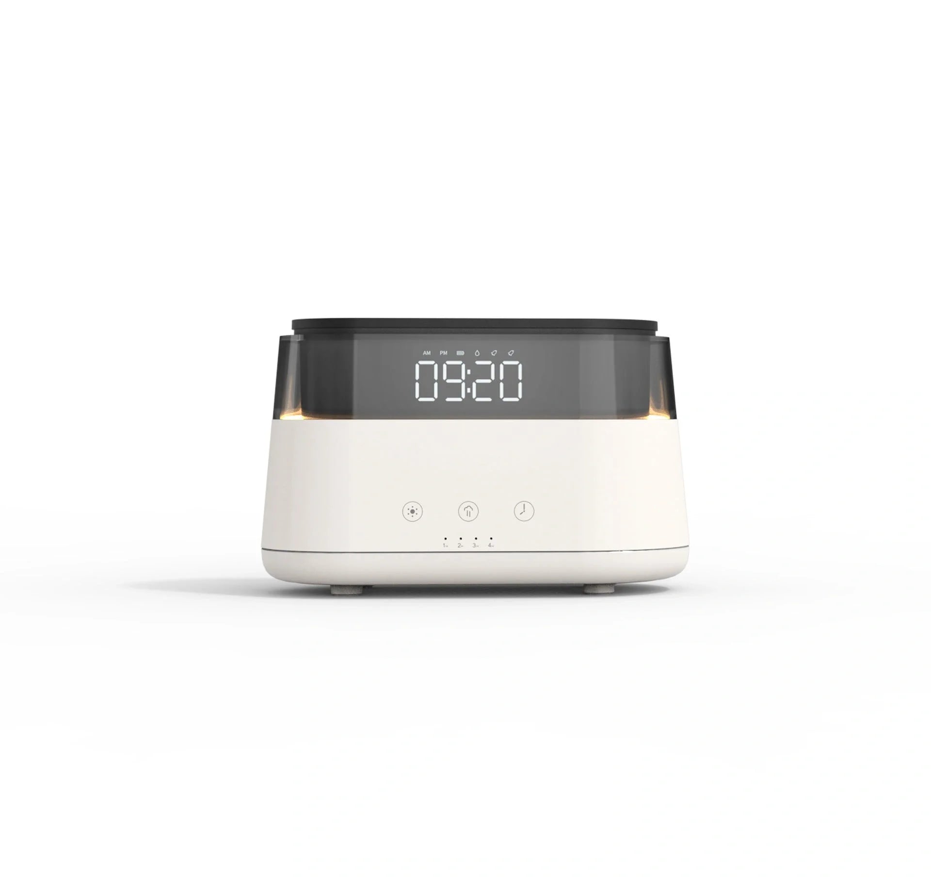 White Flame Humidifier with clock display and USB power