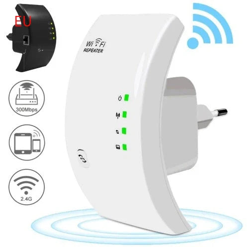 Dual-band WiFi repeater for enhancing wireless coverage and internet speeds in home or office