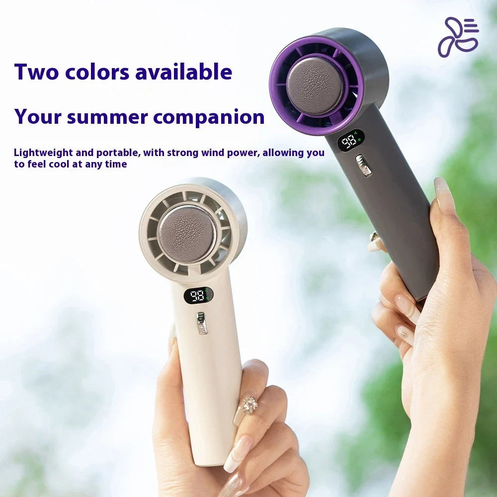 Powerful handheld cooling fan with adjustable wind speeds, long-lasting 3000mAh battery, and semiconductor refrigeration technology