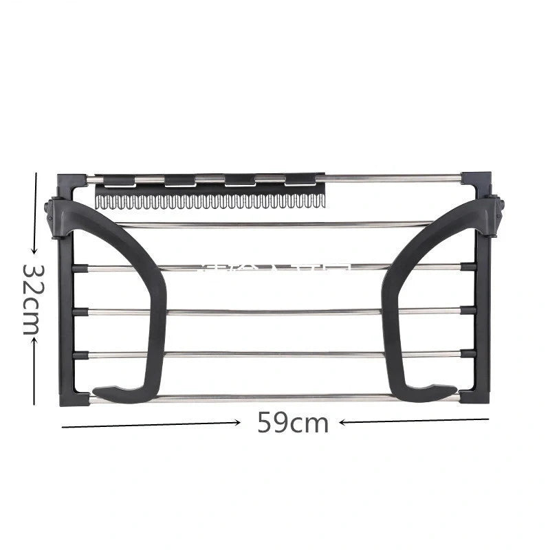 Stainless steel balcony drying rack with foldable design