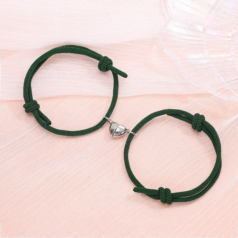 Stylish magnetic couple bracelets with heart design in various colors