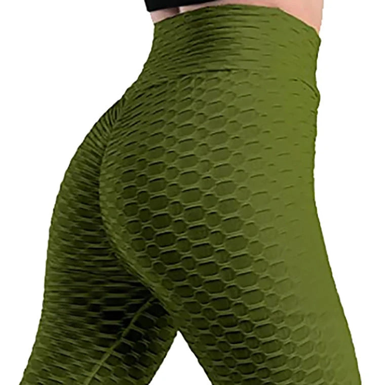 Women's high-waisted yoga pants with butt lifting design in various colours