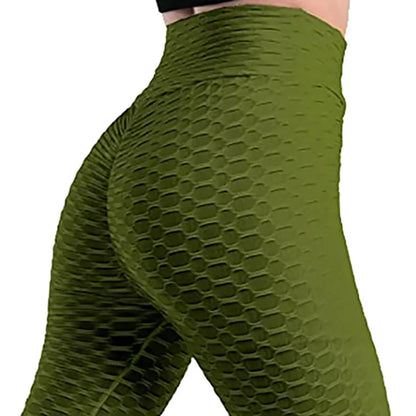 Women's high-waisted yoga pants with butt lifting design in various colours