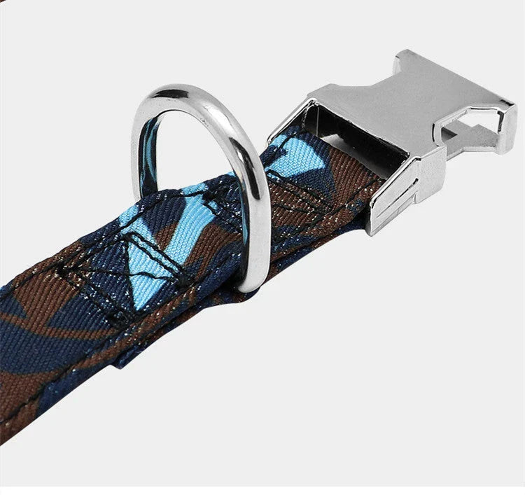 Reflective dog collar in various colours and sizes, designed for UK pets with adjustable, durable, and breathable features