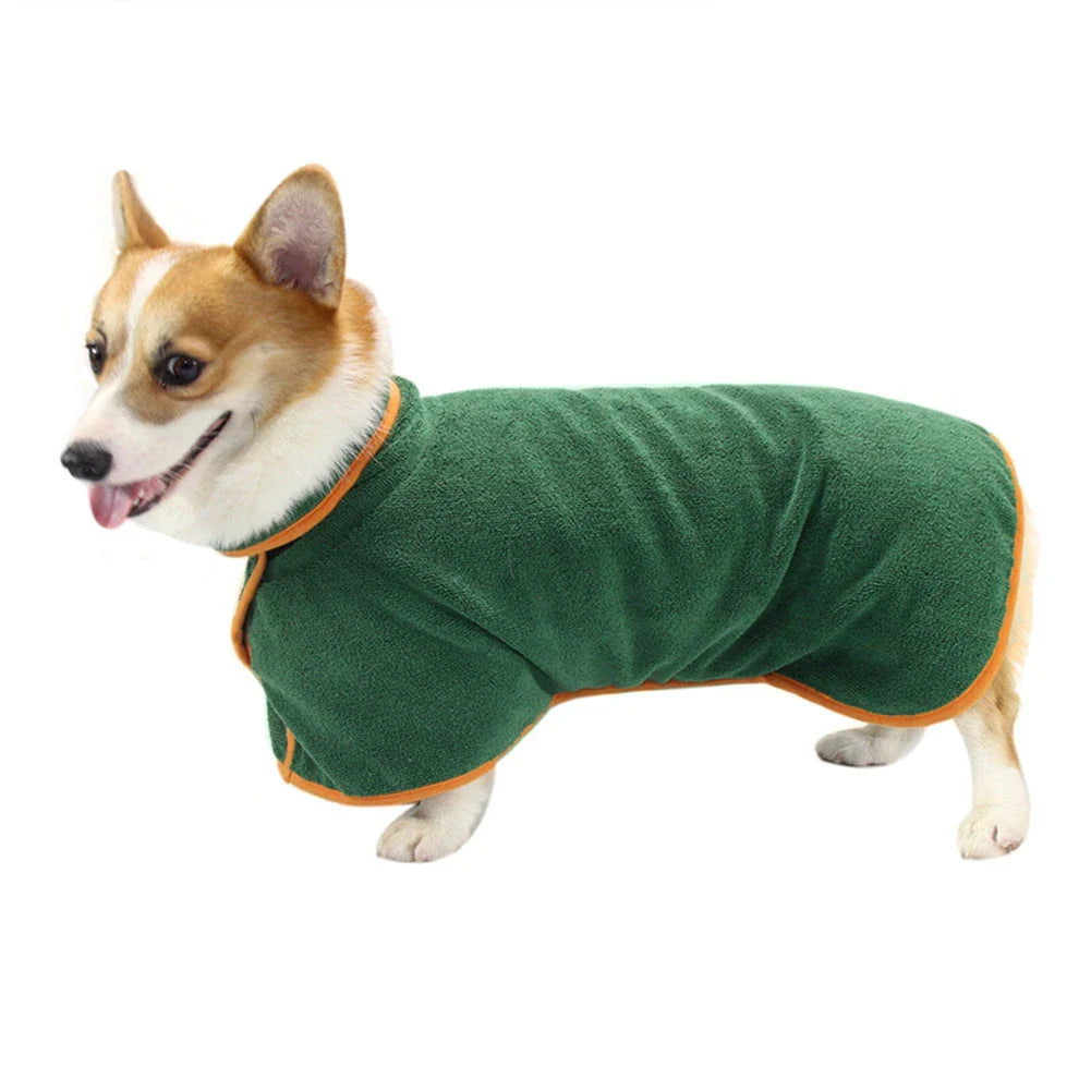 Premium microfiber pet drying bathrobe with adjustable strap and soft lining for superior comfort and absorbency