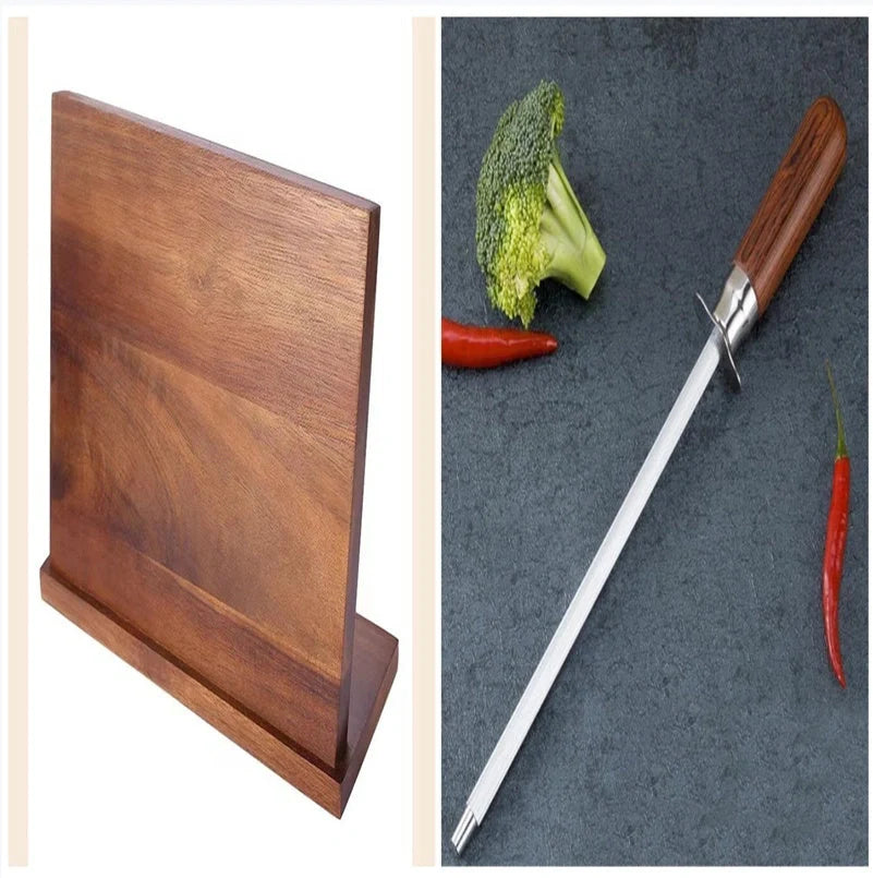 Solid wood magnetic knife holder for kitchen organisation
