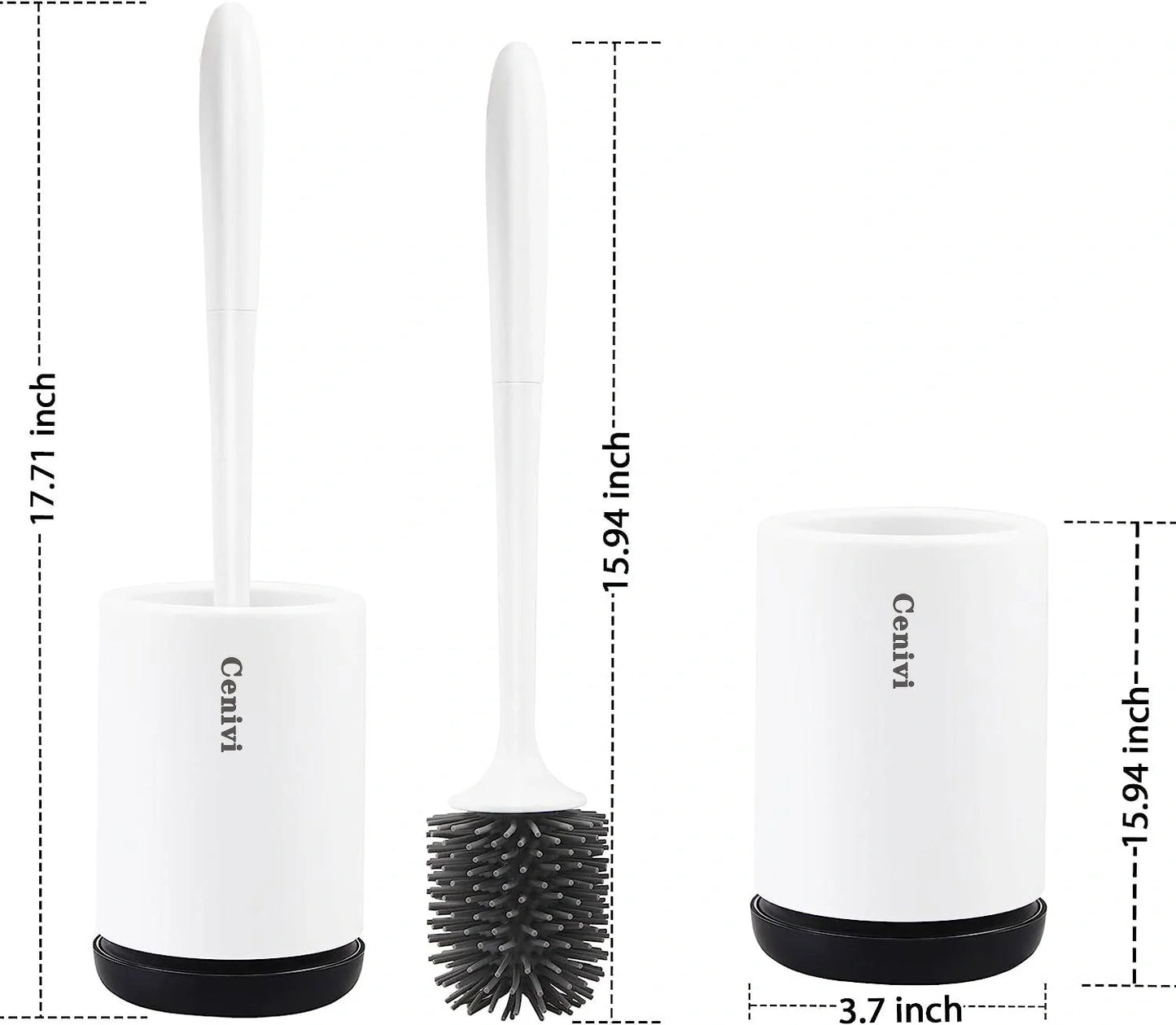 High-quality toilet brush with soft, decontaminated TPR bristles, ergonomic handle, and versatile floor-standing or wall-mounted design.