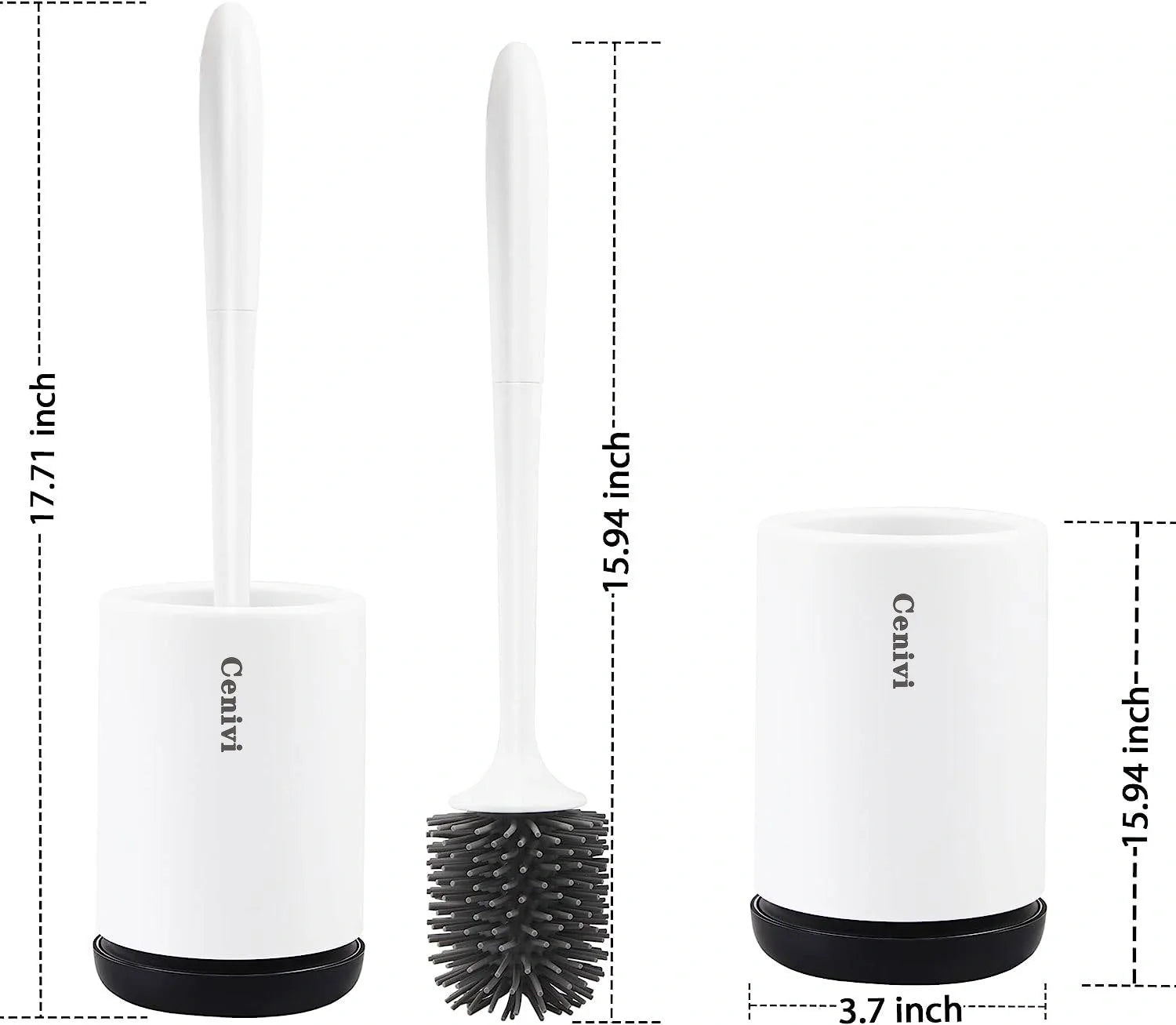 High-quality toilet brush with soft, decontaminated TPR bristles, ergonomic handle, and versatile floor-standing or wall-mounted design.