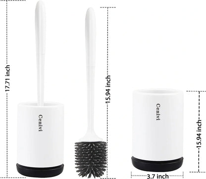 High-quality toilet brush with soft, decontaminated TPR bristles, ergonomic handle, and versatile floor-standing or wall-mounted design.