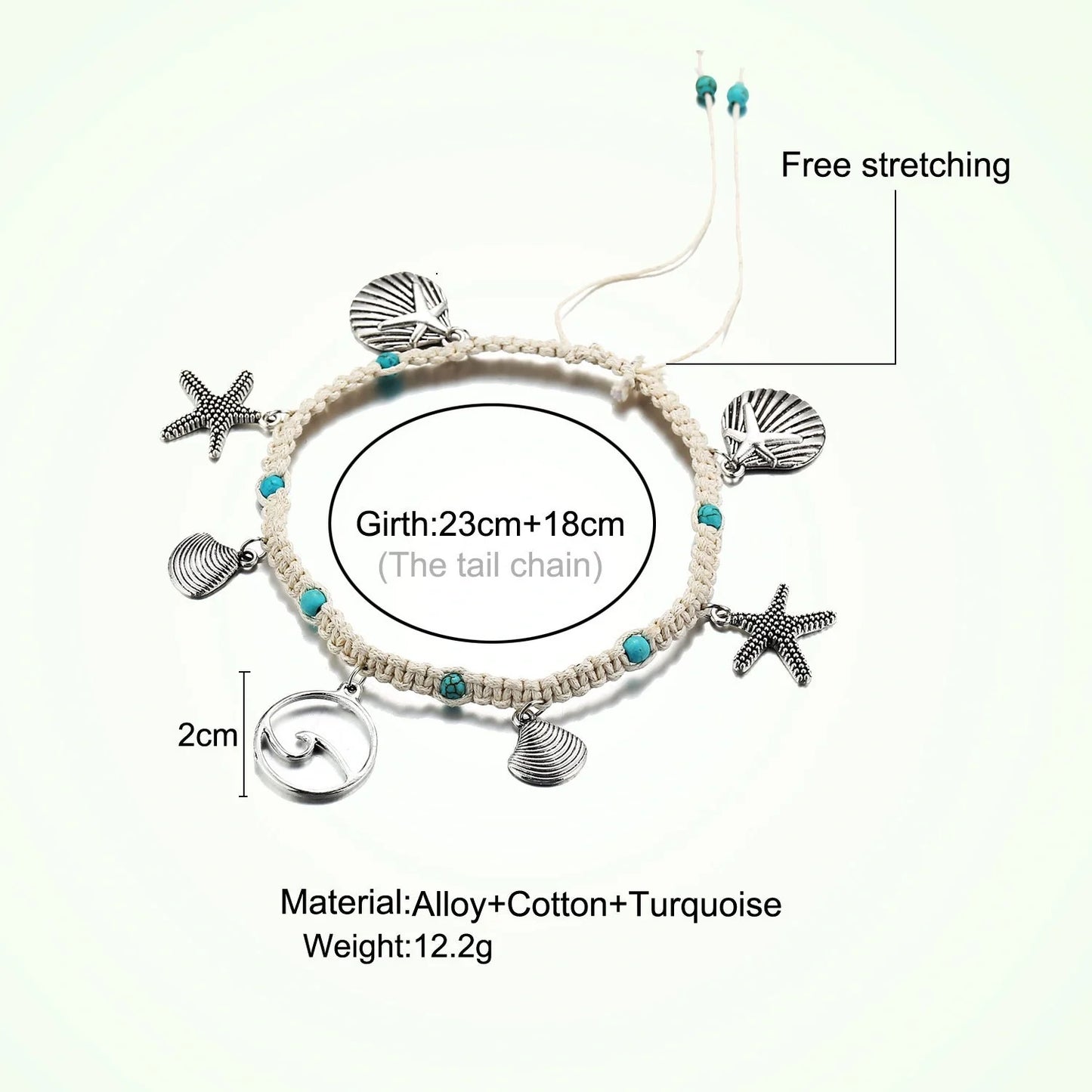 Starfish design zinc alloy anklet for women, perfect for beach outings