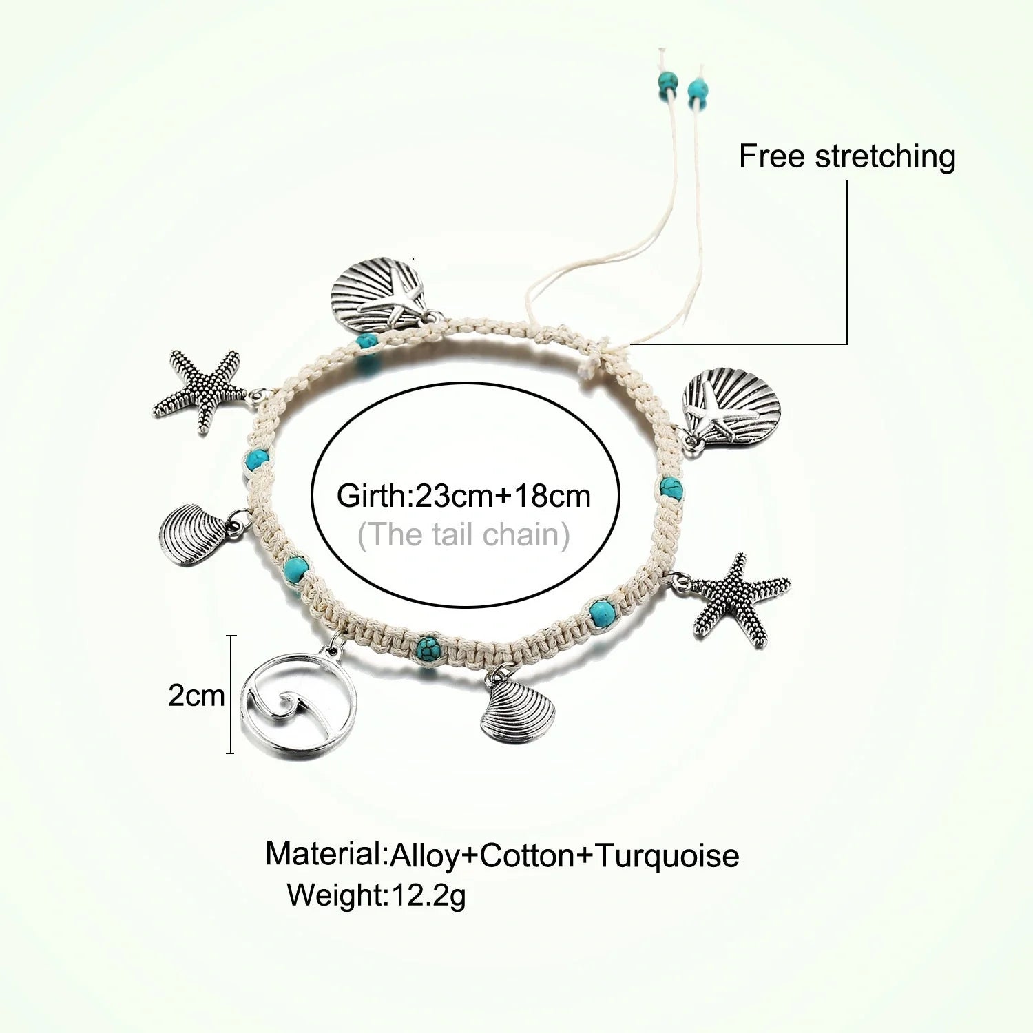 Starfish design zinc alloy anklet for women, perfect for beach outings