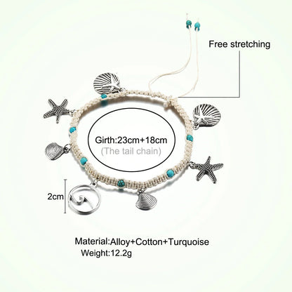 Starfish design zinc alloy anklet for women, perfect for beach outings