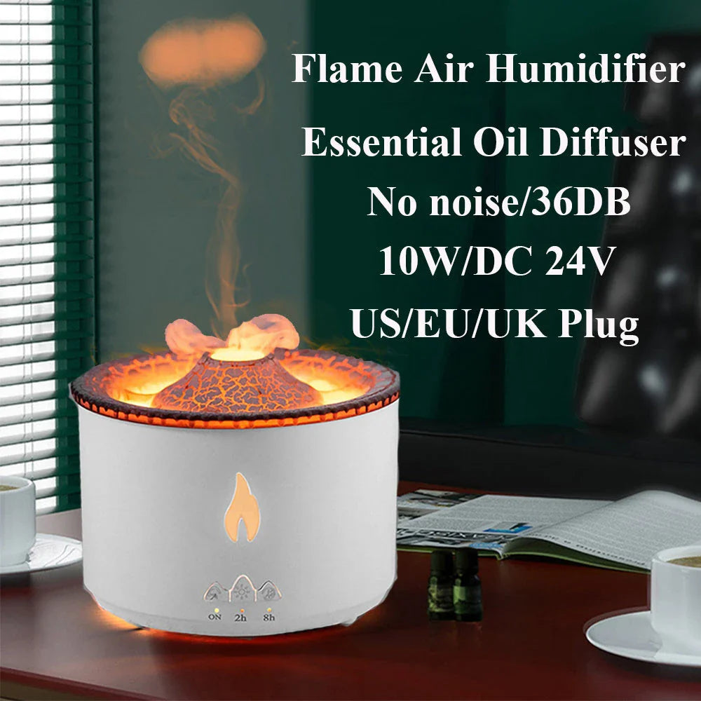 Ultrasonic Essential Oil Diffuser with Relaxing Flame and Jellyfish Smoke Ring Effects