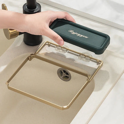 Foldable sink filter rack with disposable mesh bags for kitchen waste management