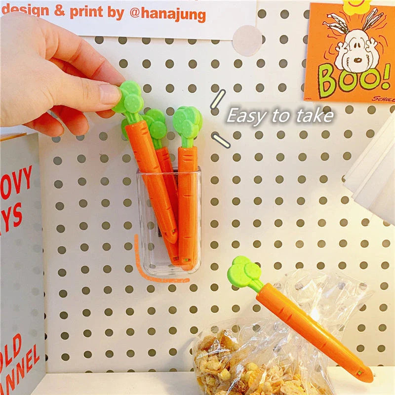 Carrot-shaped bag clip for sealing and preserving food freshness