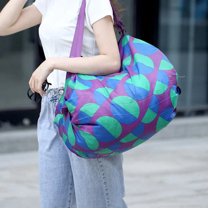 Large capacity foldable nylon shopping bag in various colors