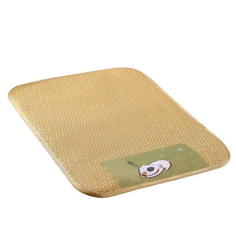 Cooling Rattan Pet Mat for dogs and cats with sponge support, available in multiple sizes