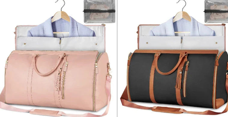 Versatile travel duffel bag for women with waterproof and foldable design, available in various color options