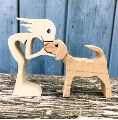 Nordic style wooden desktop ornament with animal design and polished finish