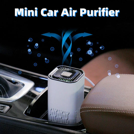 Powerful car air purifier with negative ion generator, designed to remove dust, smoke, and odors for a fresher in-car experience.