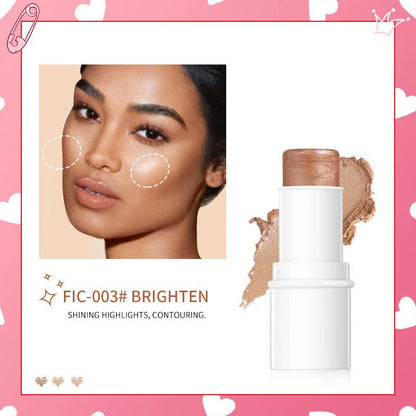 Multifunctional 3-in-1 highlighter pen for face, eyes, and lips in compact design