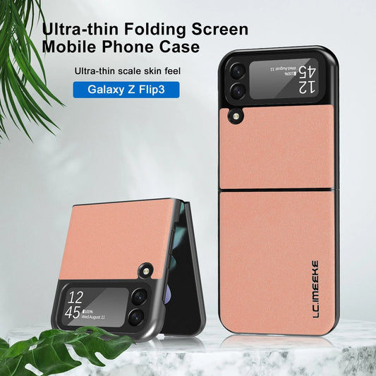 Plain Leather Phone Case for Samsung Galaxy Z Flip3 in various colours