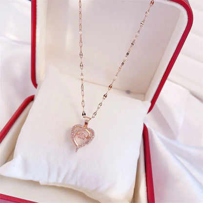 Valentine's Day titanium steel perfume bottle pendant necklace with zircon detail