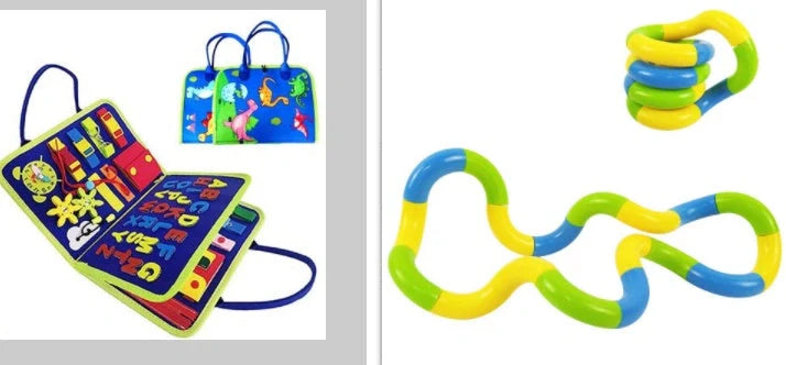 Children's felt busy board for dressing and buttoning skills development