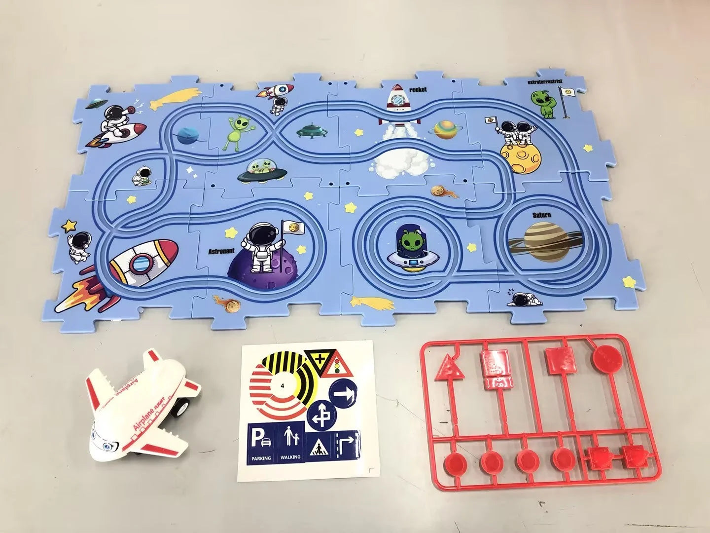 DIY Assembly Electric Railroad Speeder Toy with multiple track configurations