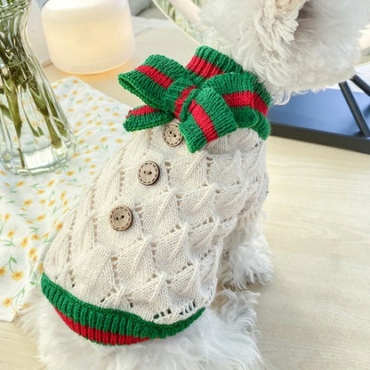 Bowknot Hollow Knit Dog Sweater in various colours and sizes