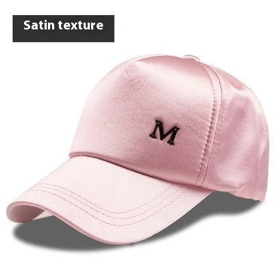 Women's baseball cap with sequined letters and satin labels in various colours