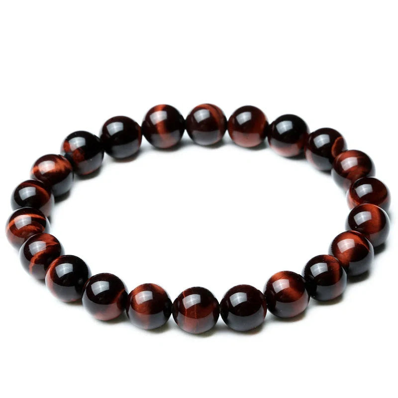 Vintage red tiger eye anti-fatigue bracelet with geometric design