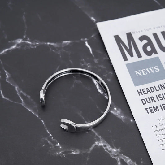 Stainless steel wrench screw bracelet with titanium finish