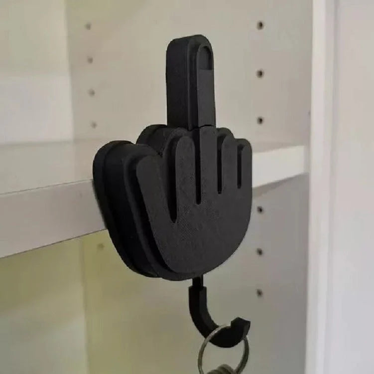 Spoof Middle Finger Desktop Storage Key Hook in wood and plastic options