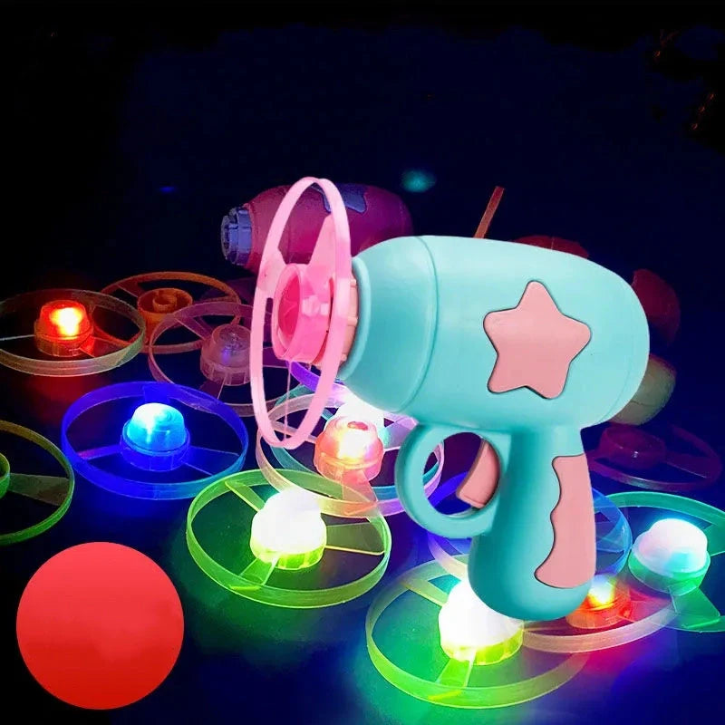 LED Light Pet Toy Set with flying saucer launcher and luminous discs