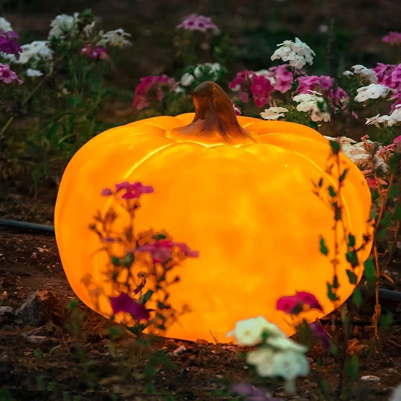 Solar-powered pumpkin lights for outdoor Halloween decorations