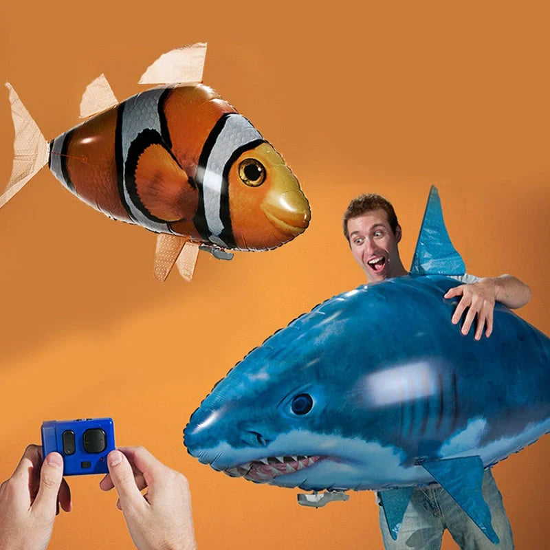 Remote Control Shark Toys Air Swimming Fish in vibrant colours, ready for indoor play