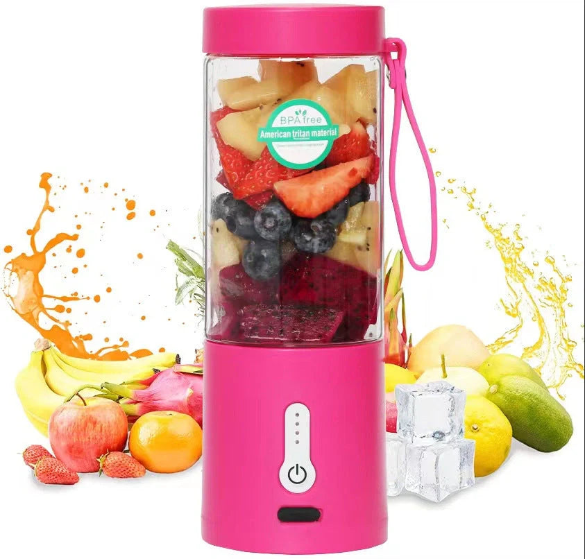Hand Operated Portable Blender in black, white, blue, and rose red with 530ml capacity and 22001 rpm speed