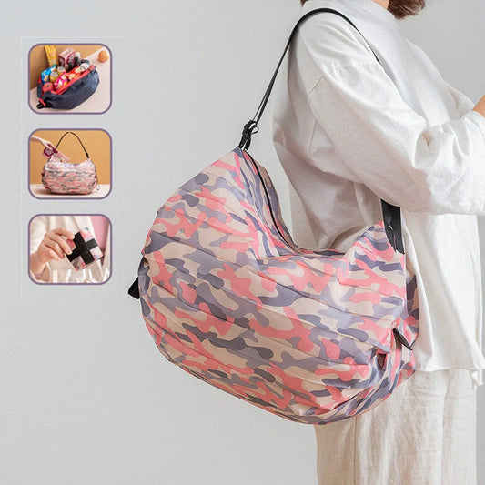 Large capacity foldable nylon shopping bag in various colors