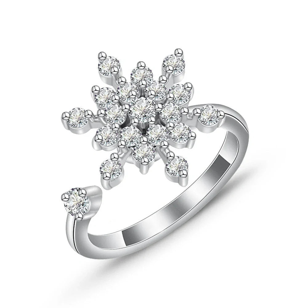 Adjustable rotatable butterfly ring for women with zircon inlay, available in multiple designs