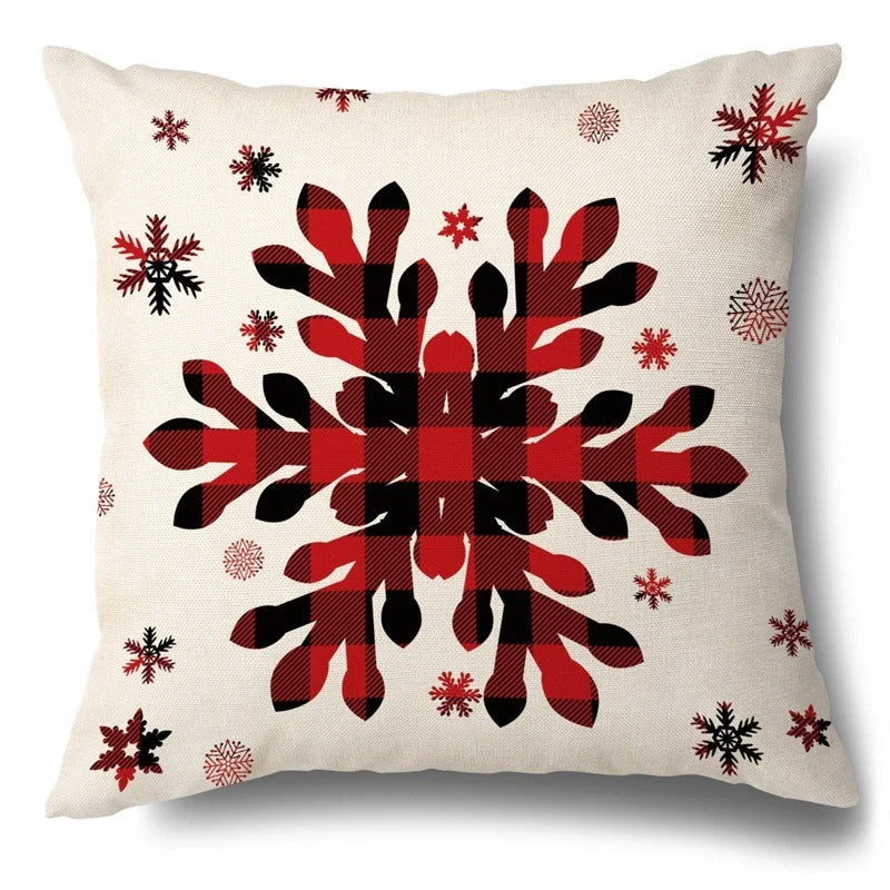 Christmas Hugging Pillowcase Flax Elk Design Sofa Cushion Cover with festive pattern