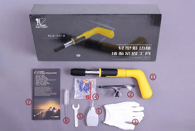 Premium manual steel nail gun kit for concrete, steel, and wall anchoring projects