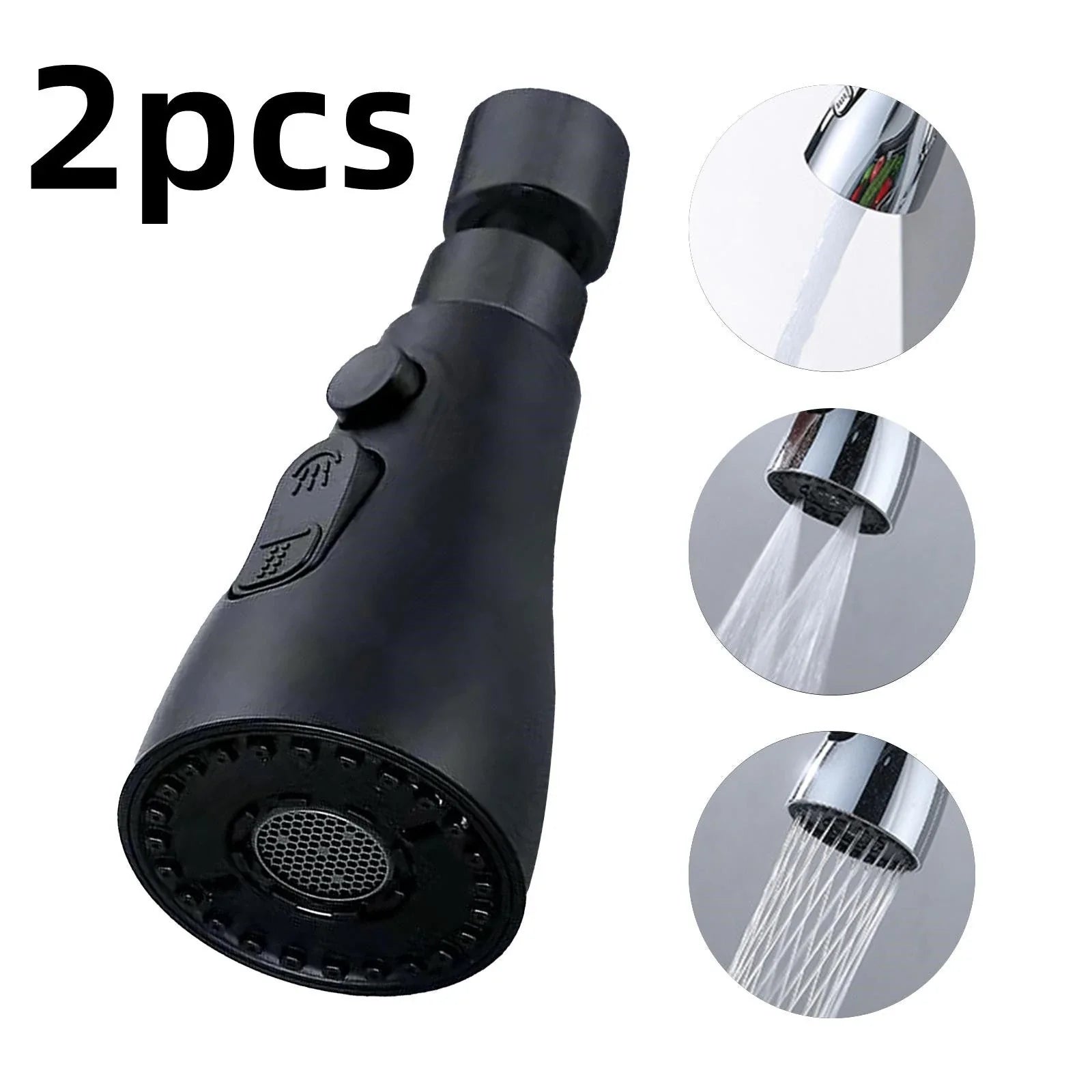 Universal pressurized faucet sprayer with 360-degree rotation and 3 cleaning modes for efficient kitchen cleaning