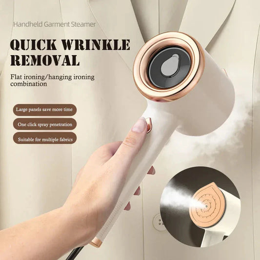 Compact handheld garment steamer with titanium soleplate for wrinkle-free clothes on the go