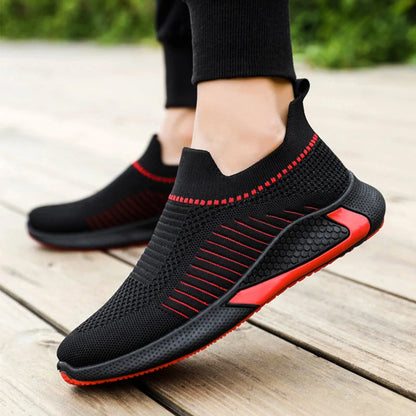 Men's breathable mesh sock shoes with striped design for outdoor activities