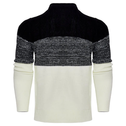 Men's Casual Cable Knit Colour Block Sweater in various colors and sizes