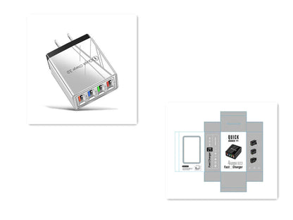 4-Port High-Speed USB Wall Charger with Quick Charge 3.0 Technology for Simultaneous Charging of Multiple Devices