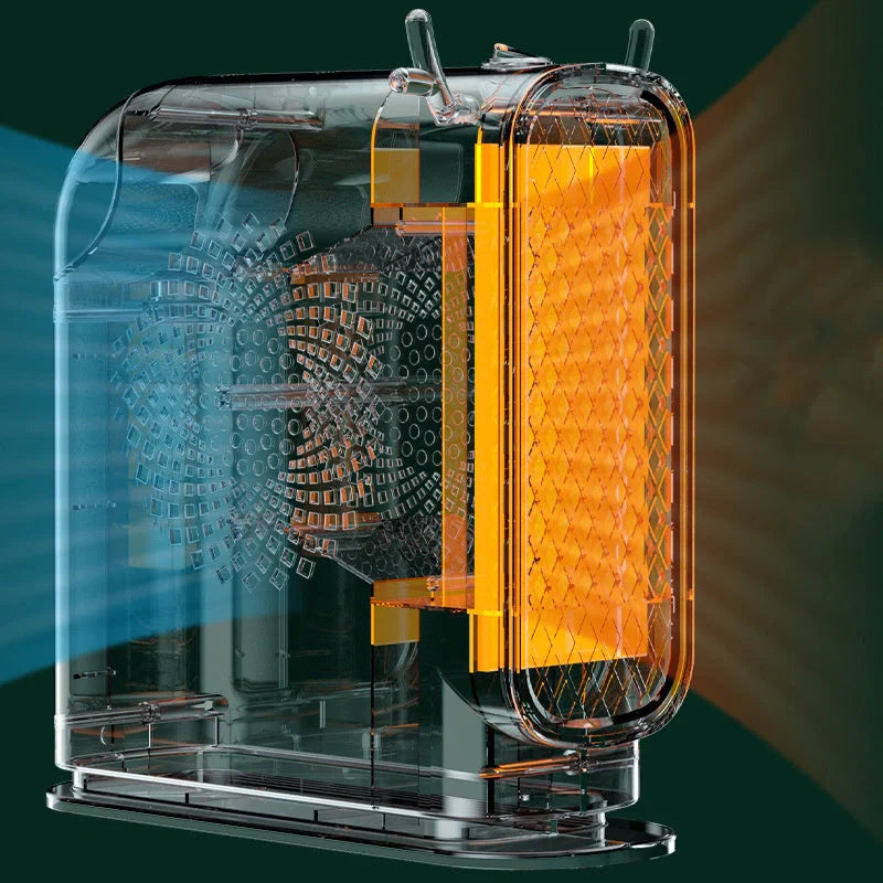 Compact Desktop Heater in Macaron Green, Ivory White, and Maya Yellow for small space warmth